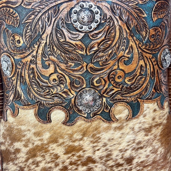 Rafaella Brown and Tan Leather Fringe Bag (H) - Picture 7 of 10